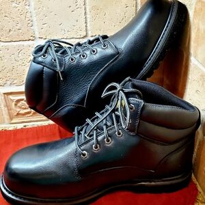 Mens Steele Toe Black Leather Boots By Steeledge Size 14